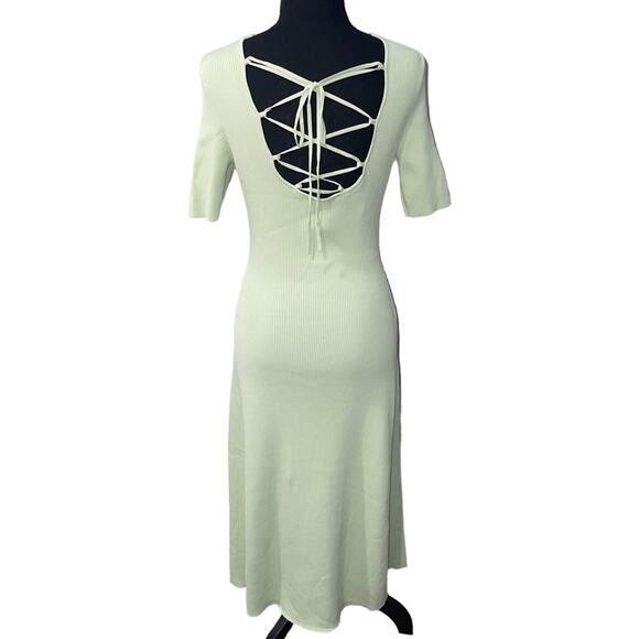 NWT! Maje Rib-Knitted Fitted Scoopback Midi Dress - Large (MSRP: $415) - Picture 12 of 16